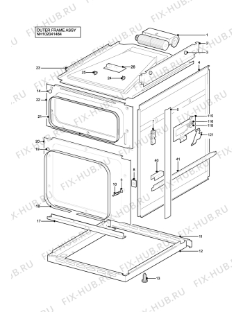 Взрыв-схема плиты (духовки) Zanussi ZCE8020AX - Схема узла H10 Outer Frame